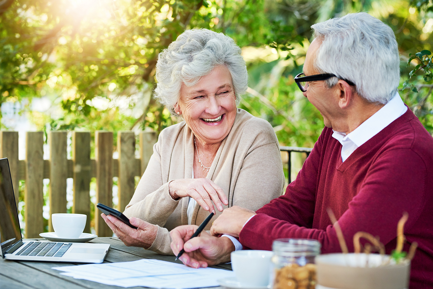 Elderly couple smiling