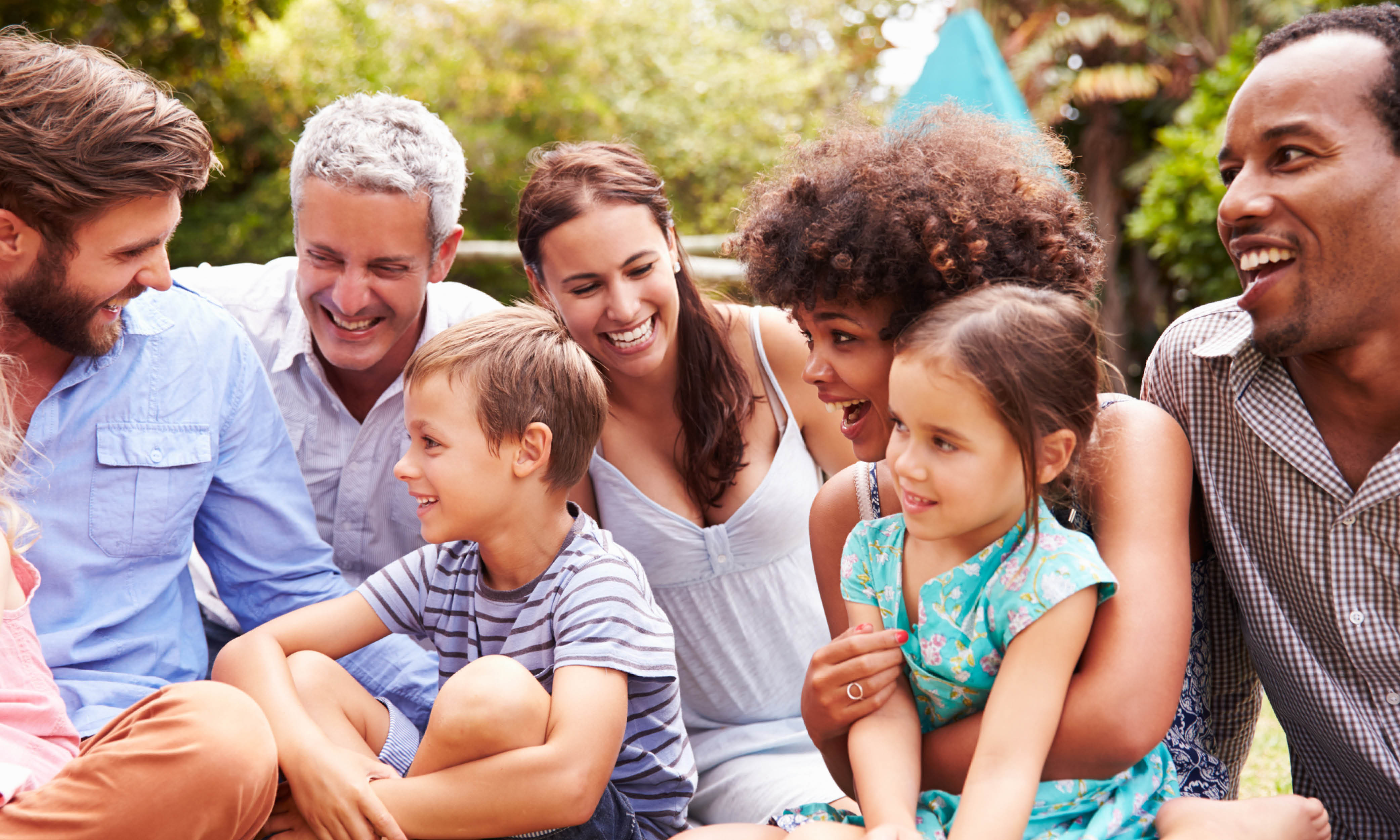 Diverse family smiling