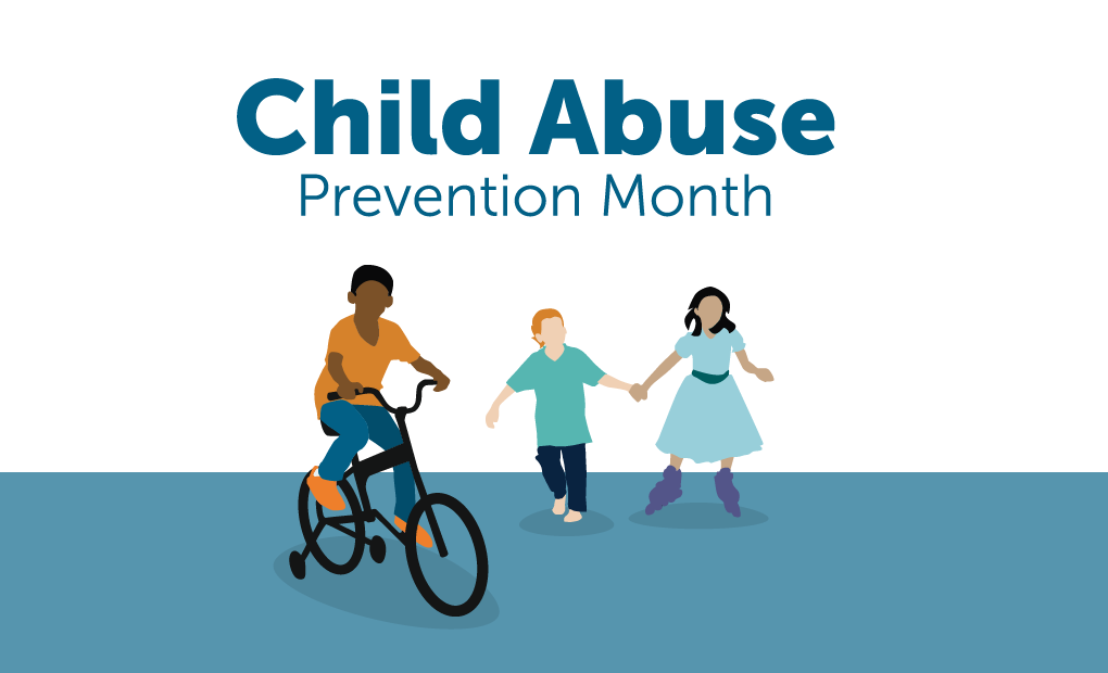 Spotlight graphic for Child Abuse Prevention Month with children playing