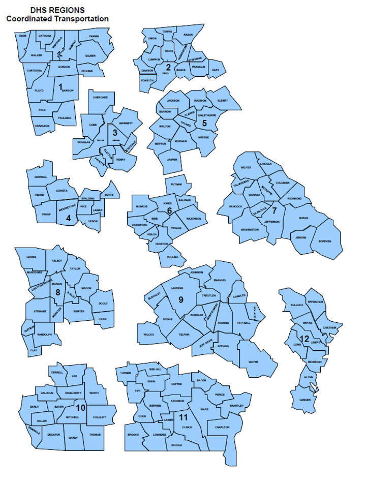 DHS Regions map