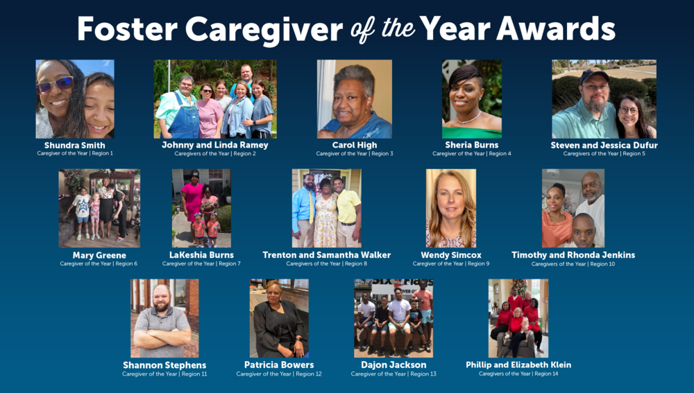 Collage of photos of the Foster Caregiver of the Year Award winners